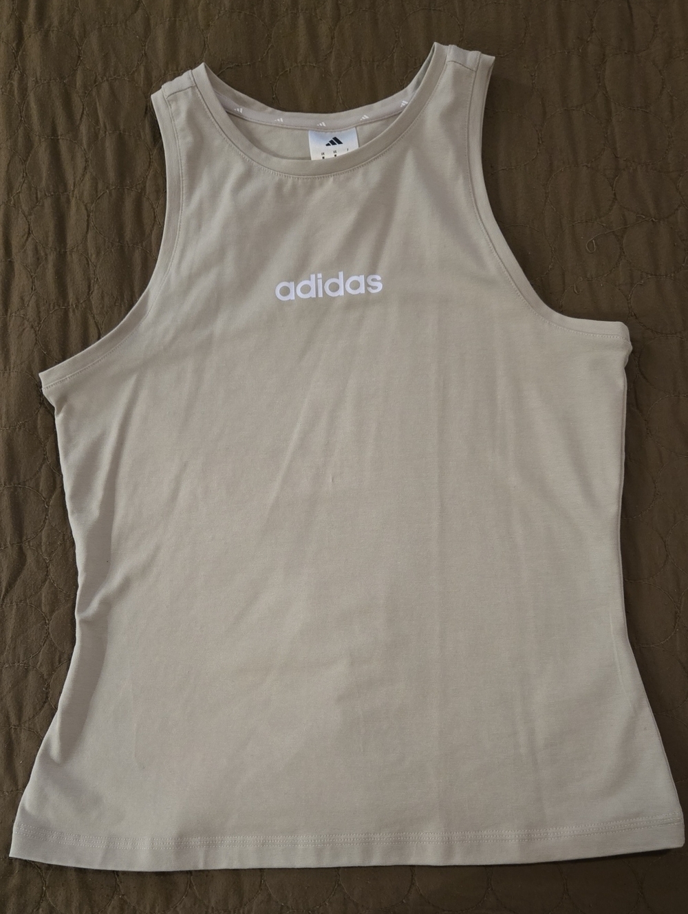 adidas Women’s Tank Top in Beige with White Logo